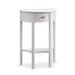 9030-WT Assembled One Drawer Demilune Hall Console with Shelf, Cottage White/Brushed Nickel