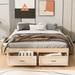 Queen Wooden Platform Bed Frame with 6 Storage Drawers,Antique Natural