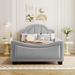 Twin Size Upholstered Daybed with Cloud Shaped Headboard, Embedded Elegant Copper Nail Design