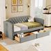 Twin Linen Tufted Upholstered Daybed Frame with Wood Slat Support, for Guest Room, Small Bedroom, Study Room