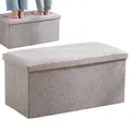 Ottoman Bench Seat Multifunctional Foldable Shoe Changing Stool Fabric Storage Bin Box Rectangular