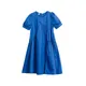 Neue Schleife blau Kleid Kinder Baumwolle Kleidung Mädchen Kurzarm 2023 Sommerkleid lässig