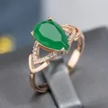 Wbmqda anello in pietra di smeraldo di lusso per donna 585 accessori per gioielli eleganti retrò