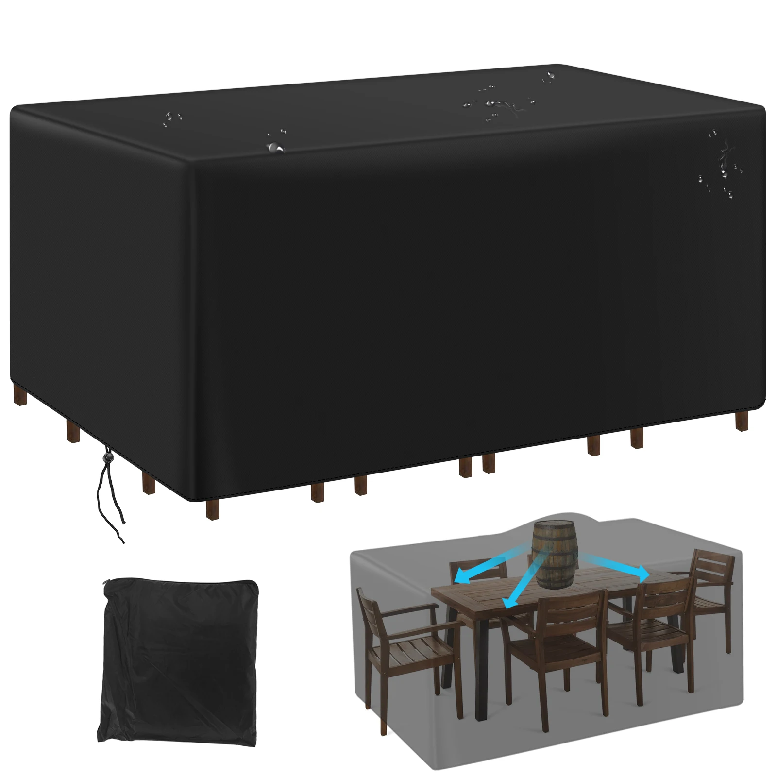 Häufig verwendete Gartenmöbel-Abdeckung für Sofa, Tisch, Stuhl, Terrasse, Bank, wasserdicht, winddicht, UV-beständig, gegen Regen und Schnee Image