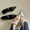 2023 Spring Mary Jane Shoes Pumps Women Low Heels Elegant Leather Pointed Toe Footwear Party Office