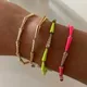 Rainbow Neon Enamel Beaded Link Chain Colorful Gold Color Women Girl New Bracelet