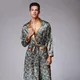 Mens Summer Paisley Print Silk Robes Male Senior Satin Sleepwear Pajamas Long Kimono Dressing Gown
