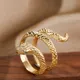 Schlange Ringe Für Frauen Männer Punk Hip Hop Offene Einstellbare Gold Farbe Ring Zirkon