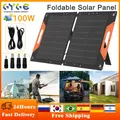 GYGE Foldable Solar Panel 18V 100W Power Bank For Cell Phone Outdoor Waterproof Usb Battery Charge