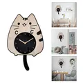 Horloge murale en bois chat mignon silencieuse pour maison chambre à coucher salon cuisine