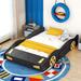 epoch Race Car-Shaped Platform Bed w/ Wheels & Storage in Black | 15.7 H x 55.3 W x 90.6 D in | Wayfair HHH-WF305760AAB