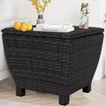 East West Furniture 13 Gallons Rattan Deck Box in Charcoal Gray | 16.5 H x 13.6 W x 13.6 D in | Wayfair DeckBox-62