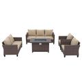 OC Orange-Casual 5 Piece Sofa Seating Group w/ Cushions in Brown | 29 H x 70 W x 28.7 D in | Outdoor Furniture | Wayfair FL-WKHL024BE