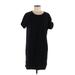 Gap Casual Dress - Shirtdress Scoop Neck Short sleeves: Black Solid Dresses - Women's Size Medium