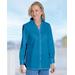 Appleseeds Women's Foxcroft Non-iron Side-Button Long-Sleeve Tunic - Blue - 8P - Petite