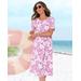 Appleseeds Women's Boardwalk Knit Print Weekend Dress - Pink - M - Misses