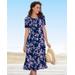 Appleseeds Women's Batik Vines Button-Front Dress - Blue - L - Misses