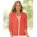 Appleseeds Women's Linen/Cotton Crochet-Trim Cardigan - Orange - PXL - Petite