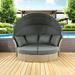 Latitude Run® Bowdoin 71.7" Wide Outdoor Patio Daybed Wicker/Rattan/Metal in Brown | 62.2 H x 71.7 W x 63.4 D in | Wayfair