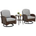 Red Barrel Studio® Abinsa 3 Pieces Patio Furniture Set Outdoor Swivel Rocking Chairs Bistro Set Metal in Brown | Wayfair