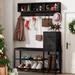 17 Stories Abi 39" Entryway Coat Rack Shoe Bench w/ 2 Drawers & 3 Cubbies Wood in Black | 35.63 H x 39.37 W x 10.24 D in | Wayfair