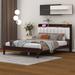 Winston Porter Reube Queen size Platform Bed w/ USB Charging Station & Storage Headboard, LED Bed Upholstered/ in Brown | Wayfair