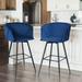 Etta Avenue™ Braxton 360° Swivel Counter Bar Stool for Kitchen/Bar Wood/Velvet/Metal in Blue/Brown | Bar Stool (30" Seat Height) | Wayfair