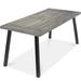 17 Stories 6-Person Indoor Outdoor Patio Rustic Acacia Wood Picnic Dining Table W/Metal Legs - Weathered in Gray | Wayfair