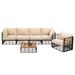 17 Stories Ariane 29.9" Wide Outdoor Reversible Patio Sectional w/ Cushions Metal in Black/White | 29.9 W in | Wayfair