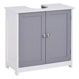 Rebrilliant Naiyah Bathroom Storage Wood/Ceramic in Brown/Gray/White | 23.5 H x 23.5 W x 11.75 D in | Wayfair 8245D658652649FDA9B38E92321C1558