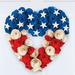 The Holiday Aisle® Patriotic Wooden Roses Heart-Shaped Wreath | Wayfair EE8AED1DE58A4E84B6398DF368307162