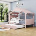 Harper Orchard Odine House Beds Storage Bed, Wood in Pink | 61.1 H x 40.6 W x 78.7 D in | Wayfair 53B2B78131E74CBB81A63D20D7627718