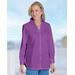 Blair Women's Foxcroft Non-iron Side-Button Long-Sleeve Tunic - Purple - 18W - Womens