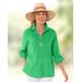 Blair Women's Crinkled Cotton Solid Shirt - Green - 2X - Womens