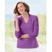 Blair Women's Prima™ Cotton Narrow V-Neck Tee - Purple - 3X - Womens