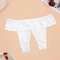 Lingerie For Curvy Brides: Floral Lace Panty With Crotchless Design And Sheer, Scalloped Trim