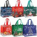 6PCS Grandes Sacs-Cadeaux De Noël Avec Poignées Pour Sacs-Cadeaux Réutilisables En Non-Tissé Pour Les Cadeaux, Les Courses Et Les Fêtes De Vacances 12,6 X 9,8 X 6,7 Pouces