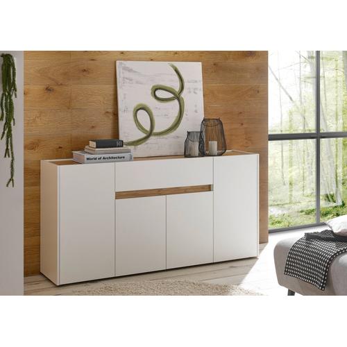 Sideboard 170x87 cm Eiche Weiss 4-türig + Doppelschubkasten BOSTON