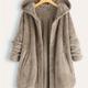 Solid Color Mid-length Thicken Warm Blend Coat, Casual Button Front Long Sleeve Outerwear, Women's Clothing