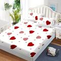 1pc Fitted Sheet (without Pillowcase), Red Heart Print Bedding Sheet For Bedroom Guest Room Hotel, Without Pillowcase, Fitted Sheet Only