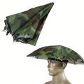 1pc 21.65in/ 54.99cm Foldable Hat Umbrella, Free Your Hands, Outdoor Headwear Umbrella For Fishing Hiking Foraging, Camouflage Umbrella, Sunny And Rainy Dual-use Uv Protection Umbrella