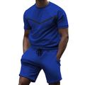 Homme Costumes T-shirt Tenues 2 pièces T-shirt et short Plein Col Ras du Cou Usage quotidien Vacances Manche Courte 2 Pièces Vêtement Tenue Mode Décontractées