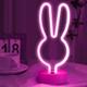 Lumière de Pâques créative en forme de lapin en forme de néon avec base de support alimentée par USB ou batterie, décoration de Pâques pour table, chambre à coucher, chambre de bébé, décoration de