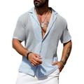 Homme Chemise Chemise boutonnée Noir Blanche Vert Claire Bleu Ciel Kaki Manches courtes Couleur unie / unie Ouvrir le devant Usage quotidien Troué Vêtement Tenue Tropique