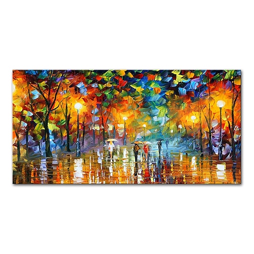 Mintura handgefertigtes Ölgemälde auf Leinwand, Wandkunst, Dekoration, modernes abstraktes Stadtlandschaftsbild für Wohnkultur, gerolltes, rahmenloses, ungedehntes Gemälde Image