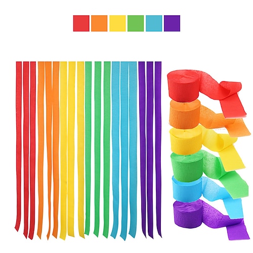 2 Stück Buntes Papier-Wrinkled-Papier-Set Florales Papierrollenband Geburtstag Hintergrund Wanddekoration Kinderpartydekoration Wohnzimmer Schlafzimmer Weihnachtsgeschenk Image