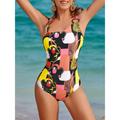 Women's Swimwear One shoulder onepiece Swimsuit Removable Pad Abstract Art Multi Color One Shoulder Bathing Suits Print New Vacation Beach Wear Beach