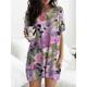 Women's Nightgown Nightshirt Dress Floral Fashion Comfort Soft Home Daily Bed Polyester Breathable Crew Neck Short Sleeve Summer Spring Blue Purple