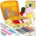 58PCS Crochet Kit Beginners Crochet Set with Crochet Yarn, Portable Crochet Hook Set Crochet Hooks Ergonomic Soft Grip Lace Crochet Hooks Travel Crochet Hook Case Full Knitting Crochet Supplies