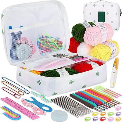 58PCS Crochet Kit Beginners Crochet Set with Crochet Yarn, Portable Crochet Hook Set Crochet Hooks Ergonomic Soft Grip Lace Crochet Hooks Travel Crochet Hook Case Full Knitting Crochet Supplies